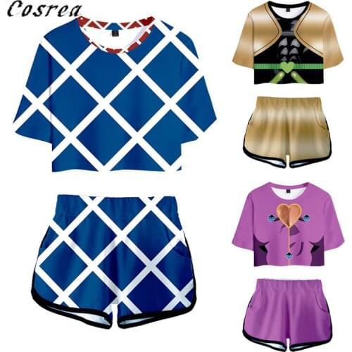 Japanese Anime Jojo Bizarre Adventure Cosplay Costume Sportswear Girls 3D Jojo Bizarre Adventure T-shirt shorts Suits Women