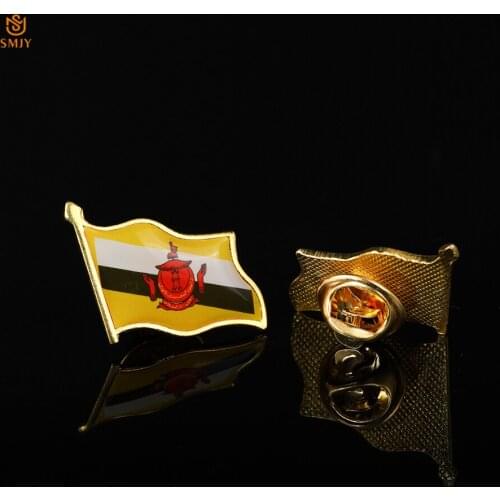 Brunei Hard Enamel Cartoon Flag Pin Badge Zinc Alloy Epoxy Butterfly Buckle Denim Jacket Lapel Button Brooch Pin Jewelry