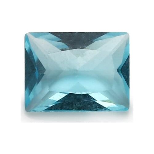 100pcs 2x3~10x12mm Rectangle Shape Loose Stone Light Seablue Color Glass Synthetic Gems For Jewelry DIY Stone Princess Cut