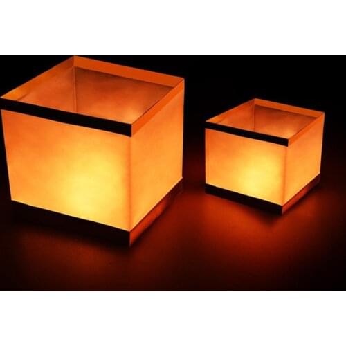 30pcs/lot Chinese Gold/Silver Square Paper Wishing Floating Water River Candle Lanterns Lamp Light 15CM