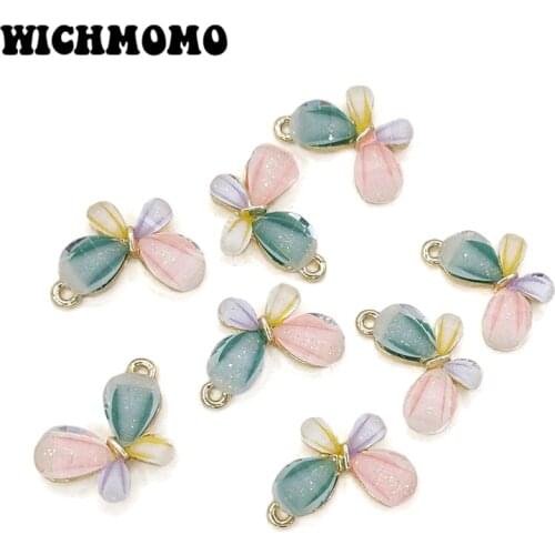 4 Pieces High Quality Zinc Alloy Decorated with Acrylic Butterfly Charms Pendants for DIY Earrings Necklace Jewelry Accessories
