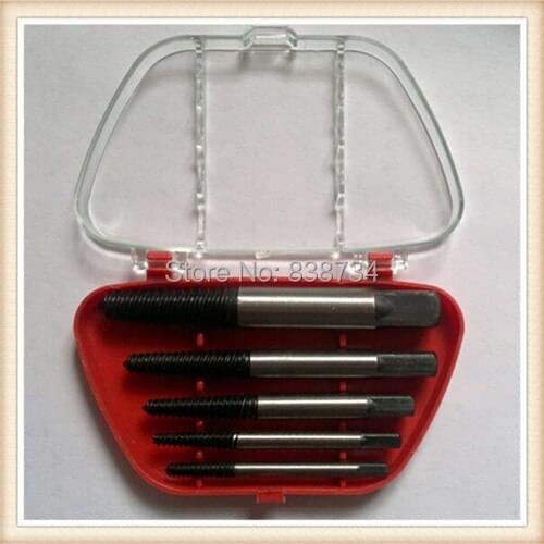 5pcs damaged screw extractor handle bolt screw breakage stud remove easy out broken screw and bolt with case