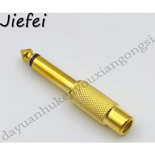 50pcs Gold plated 6.35mm (1/4 Inch) Mono Plug to RCA Jack connector New