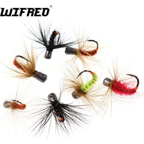 6PCS 1g 0.8g 0.5g 0.3g Weighted Buggy Worm Fly Ice Fishing Lure Jigs Fast Sinking Nymph Flies Bait for Winter Northland Fishing