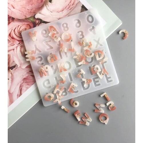 Alphabet Crystal Epoxy Resin Mold English Letters Number Pendant Casting Silicone Mould DIY Crafts Jewelry Making Tools