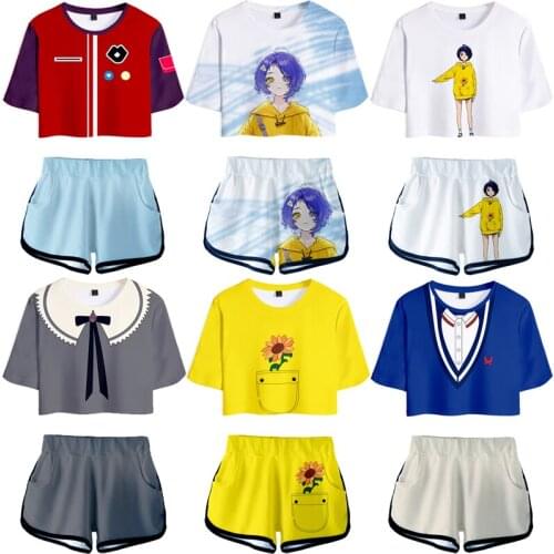 Anime WONDER EGG PRIORITY Tshirt Shorts Neiru Aonuma Cosplay Costume T shirt Shorts Sport Suits Girls Tees Running Sets Women