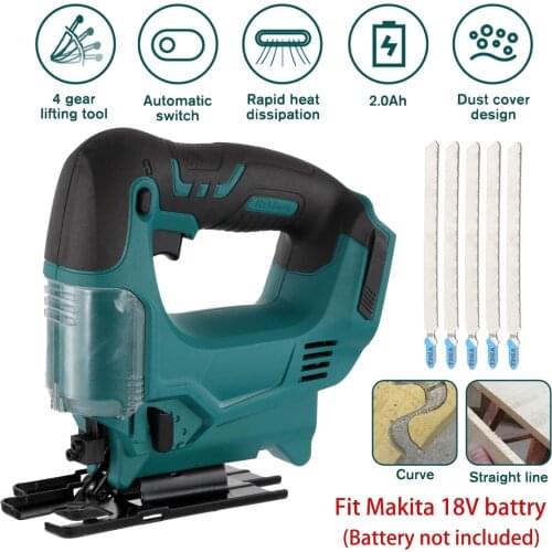 21V 65mm Cordless Jigsaw 4 Speed Electric Saw Multi-Function Portable Jig Saw Woodworking Scroll Saws Cutter For Makita Battery