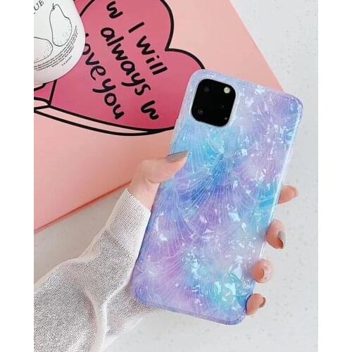 Glitter Dream Conch Cases For iPhone XR XS Max 6 6S 7 8 Plus X Soft IMD Purple Phone Back Cover Coque Gifts For iphone11 Pro Max