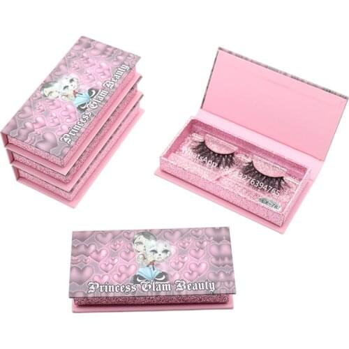 Sweet Pink Heart Background Eyelash Case Wholesale Natural Dramatic 3D Mink Lashes Custom Eyelash Packaging With Logo