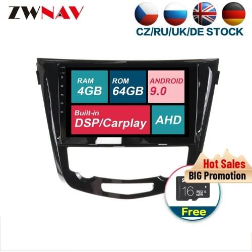DSP carplay 4G+64G Android 9.0 Car Multimedia player unit For Nissan X-Trail Qashqai 2013-2017 Radio Audio stereo gps free map