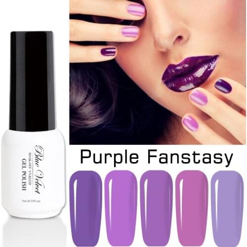 Blue Velvet 7ml Elegant Purple eries Gel Nail Polish Soak Off Nail Varnish Shining Glitter UV/LED Long Lasting Gel Lacquer