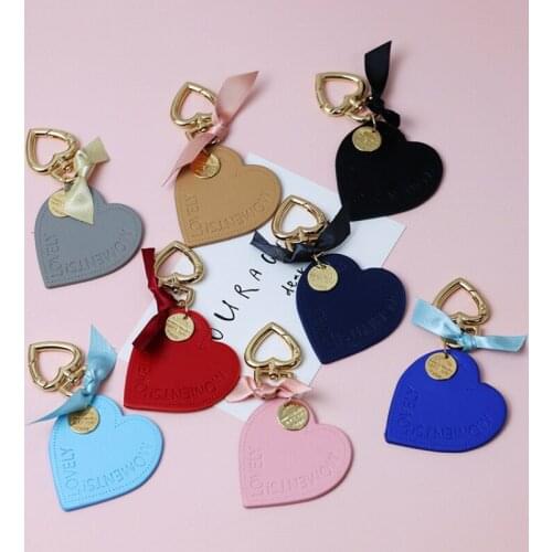 Korean Exquisite Fashion Leather Keychain with Metal Trend English Word Love Key Ring Simple Western Style Girl Bag Car Pendant