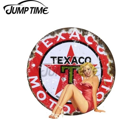 JumpTime 13 x 13cm For Texaco Motor Oil Gasoline Vintage PinUp Girl Creative Car Stickers Vinyl Decal Windshield Scratch-Proof
