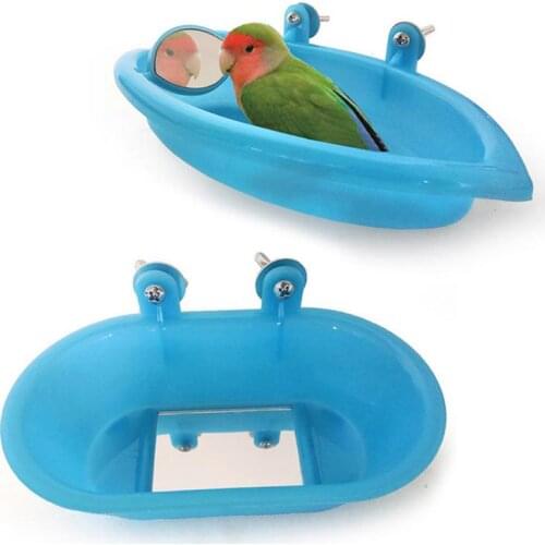 Bird Bath Mirror Toy With Mirror Tub Fixable Mirror Toy For Budgerigar Peony Bird Parrot Bath