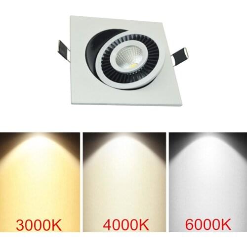 Square 360 Angle Adjustable LED COB Recessed Downlight Black/White 5W 7W 10W 12W 15W LED Ceiling Spot Light Pic Background