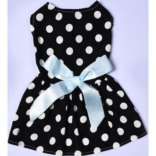 Summer Pet Dog Dress Polyester White Dotted Pet Princess Dress Cute Dogs Skirt Dresses With Bow-knot Puppy Pets Clothes XS/S/M/L