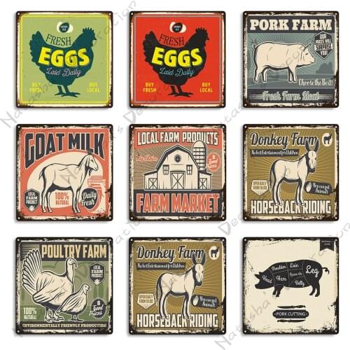 Farm Metal Tin Sign Animal Rusty Metal Poster Vintage Poster Industrial Decoration Home Bar Pub Club Wall Metal Decorative Plate