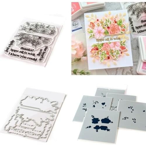 JUST A HELLO FLORAL Metal Cutting Dies Stamps Stencil Scrapbook Diary Decoration Stencil Embossing Template DIY Greeting Card