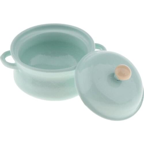 Fashion Miniature Candy Color Soup Pot Dollhouse Accessory Gift Toy - Green