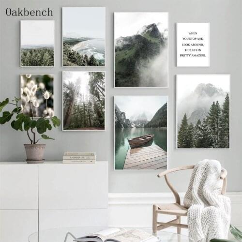 Forest Wall Art Canvas Painting Hay Poster Mountains Art Print Boat Posters Nordic Modern Interior Paintings Living Room Decor
