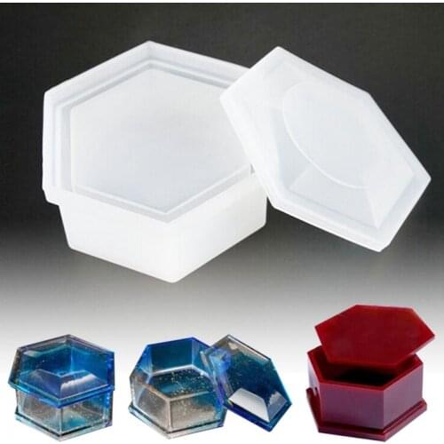 New Silicone Jewellery Bead Hexagon-Design Storage Box Mold Resin Epoxy Making Mould for Jewelleriese Earings Storage