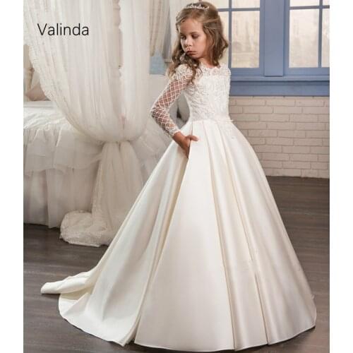 Long Sleeves Little Princess Dress Girls Birthday Party Formal Occasion Dresses Kids Clothing
