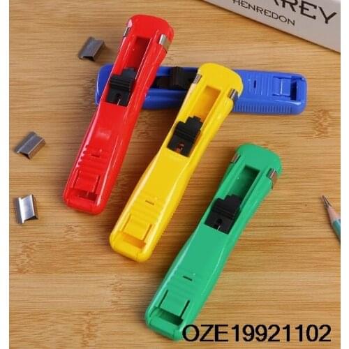 Office Plastic Medium Size Refillable Clam Clip Dispenser Stapler Red/yellow/green/blue