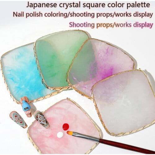 Nail Art 1 Piece of Retro Natural Resin Stone Round/square Agate Palette Display Board DIY Nail Art Practice Display Stand Tools