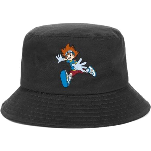 Anime Digimon Adventure Bucket Hat teenager Outdoor Summer Hip Hop Cap unisex Streetwear Chapeau Caps Fisherman Caps
