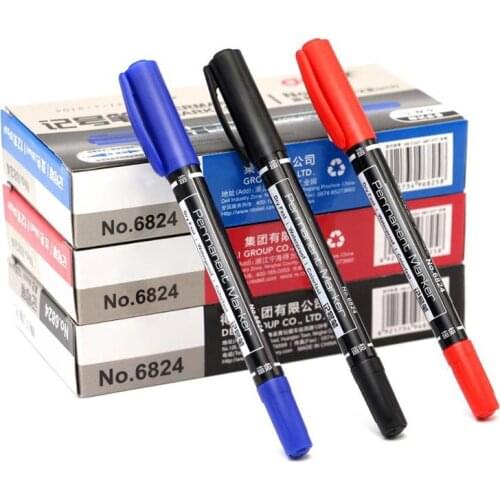 Twin Tip Permanent Markers, Fine Point, ( Black, Blue, 0.5mm-1mm Red ) Stationery Highlighter Supplies Ink, Office K1Z2