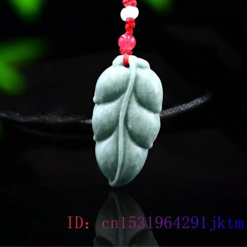 Jade Leaf Pendant Gemstone Jewelry Chinese Women Gifts Green Necklace Charm Amulet Carved Accessories Fashion Natural