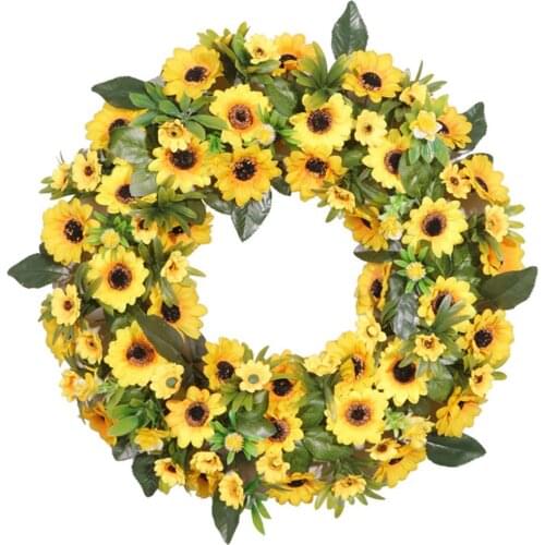 Easter Eggs Forest Flower Artificial Wreath Foam Base Idyllic Sunflower Home Decorations 50cm Country Style Door Hanging Decor