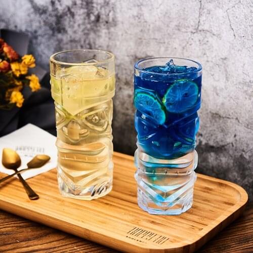 Transparent Ghost Face Cup Thickened Lead-free Glass Personal Cocktail Cup Hawaiian Wine Cup Face Cup Zombie Cup