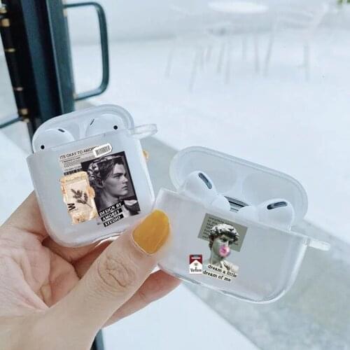Retro Bar Code Label Transparent TPU silicone Bluetooth Airpod Case For Airpods 1 2 Funny Boy Woman Photo soft Cover Airpods pro