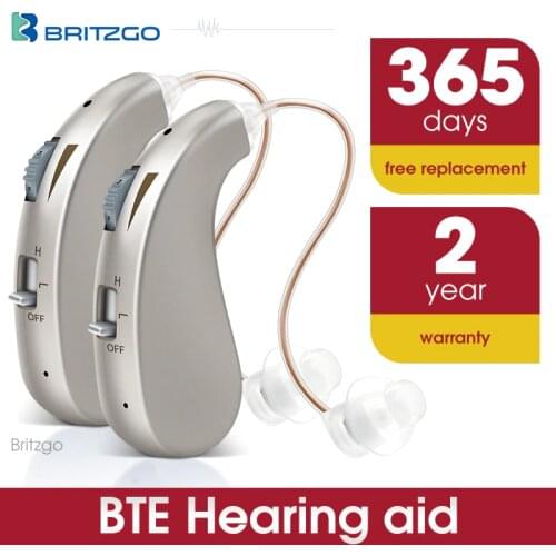 Britzgo Deaf Hearing Aid,Wireless Mini Invisible Digital Noise Reduction USB Charging Hearing Loss Sound Amplifier 2pcs BHA-1206