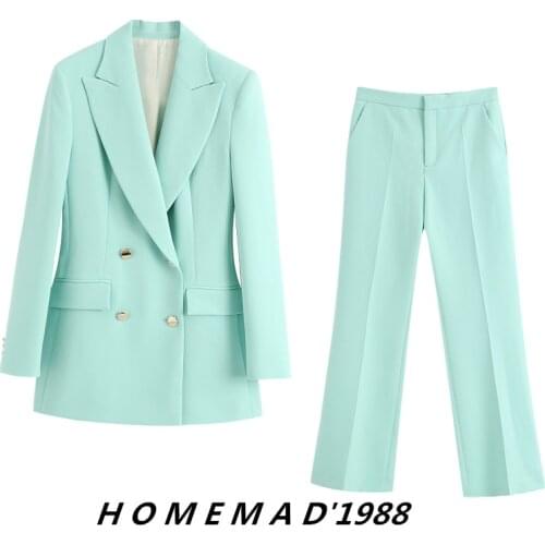 Office lady suit jacket women jacket casual autumn winter Double breasted suits women suits pant suits for women blazer set