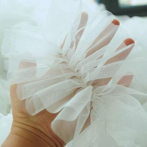 1 Meter White Pink Black 3D Ruffled Lace Soft Mesh Pleated Ribbon Edge Trim For Doll Dress Girl Clothes DIY Sewing Supplies