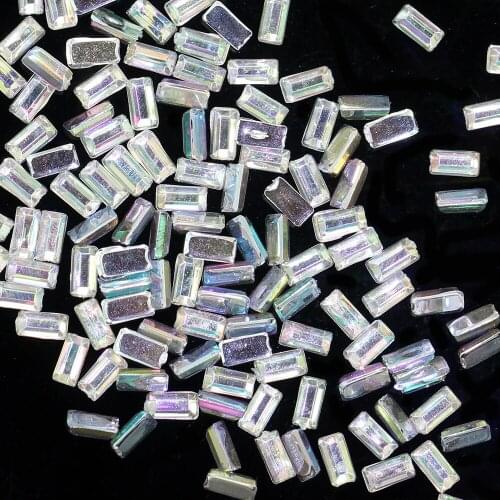 10000pcs 2x4mm Rectangle-Shaped Shiny AB Colors Nail Stickers High Shine Sparkling Naill Diamonds Glitter Decoration Decals