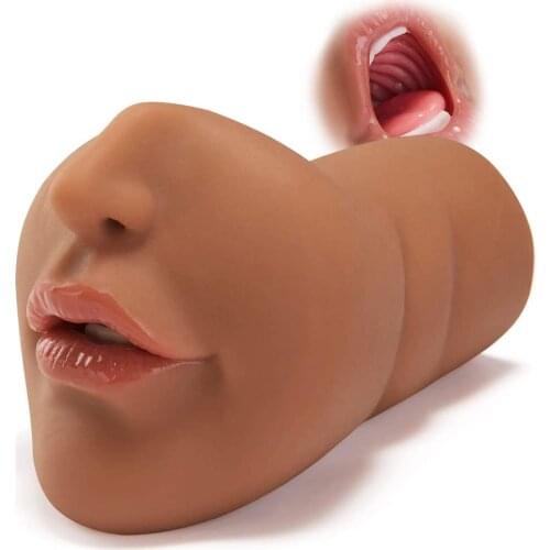 3D Deep Throat Pocket Pussy Artificial Real Feeling Male Masturbator Tongue Oral Sex Masturbation Cup Adult Sex Toys For Men