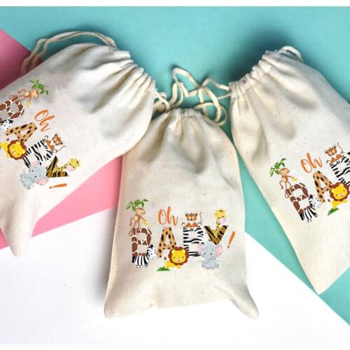 5pcs animal oh baby candy gift bag Jungle Safari Woodland Themed Baby Shower boy or girl first 1st birthday Gender reveal favor