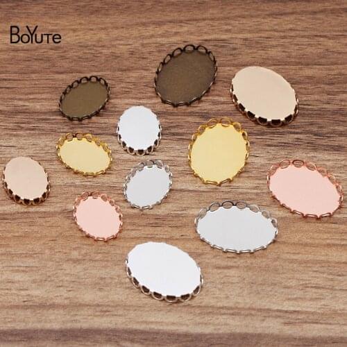 BoYuTe (50 Pieces/Lot) 13*18MM 18*25MM Oval Cabochon Base Blank Tray Settings Diy Handmade Jewelry Findings Components