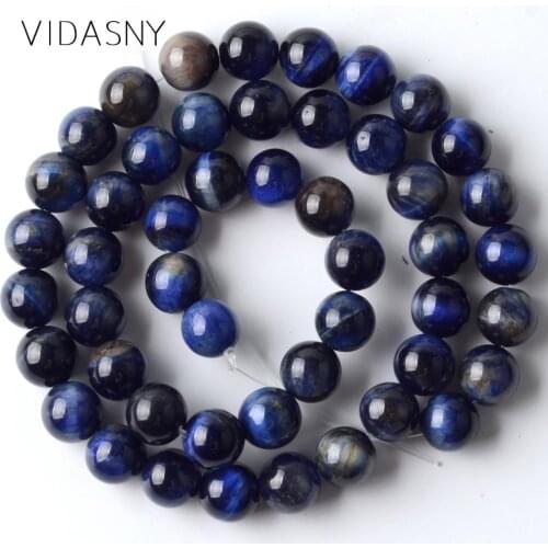 Natural Stone Beads Lapis Blue Tiger Eye Round Spacer Beads For Jewelry Making 6 8 10mm Mineral Stone Diy Bracelets Jewelry 15"