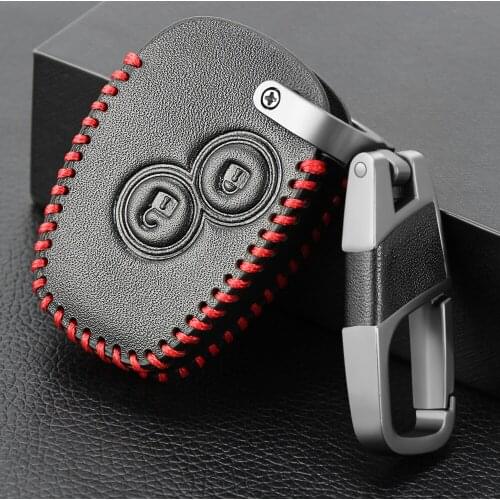 Genuine Leather Car Key Cover Case 2 Buttons for Renault Clio Scenic Megane Duster Sandero Captur Twingo Modus Car Remote Key