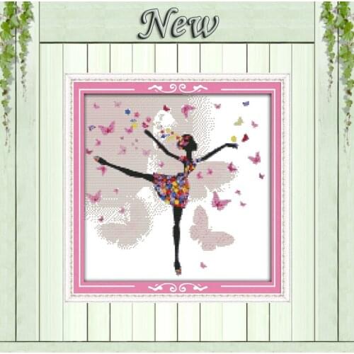 Flower pretty woman,pattern print on fabric DMC 11CT 14CT Cross Stitch kits,needlework embroidery for Set,beauty girl Home Decor