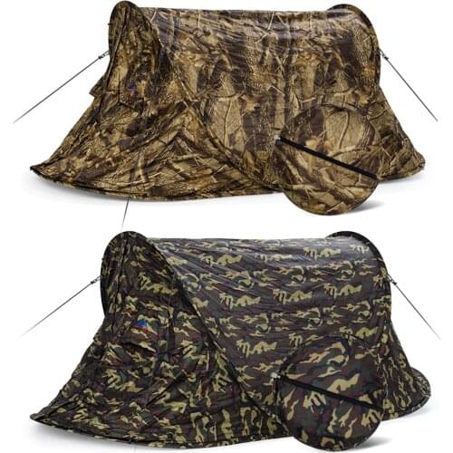 Dual Layer Outdoor Camping Tent Windbreak Single Automatic Open Camouflage Beach Tent for Hiking Travel