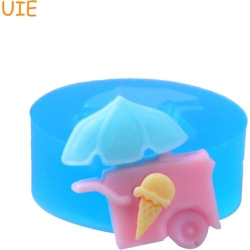 FYL039U Kawaii Ice cream cart / Ice Cream Seller Trike Silicone Mold 24mm - Air Dry Polymer Clay Sugarcraft Molds