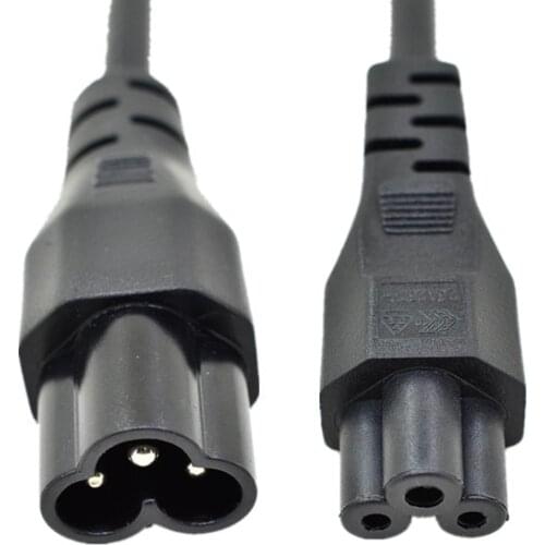 IEC 320 C6 to C5 3 Pin male to female Cloverleaf short AC Power cable cord 50CM For Laptop AC power Adapter