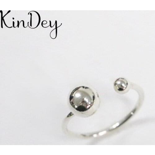 Kindey Korean Trendy Silver Color Beads Ball Rings For Women Lady Men Antique Rings Open Finger Jewelry