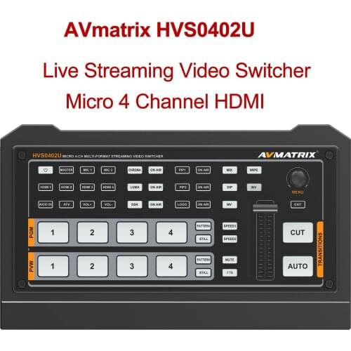 AVmatrix HVS0402U Live Streaming Video Switcher Micro 4 Channel HDMI-compatible Multi-format For ZOOM Youtube OBS Studio