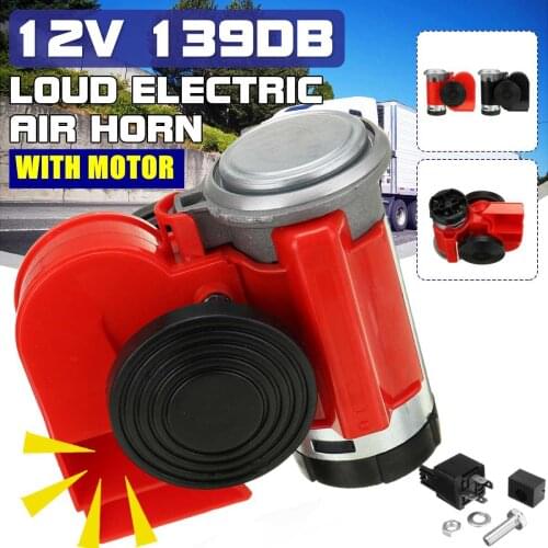 Super Lound Twin Dual Tone Compact Air Loud Horn 12V 350db Compressor Red Black For Truck Car Bus Van Car Accessories Waterproof